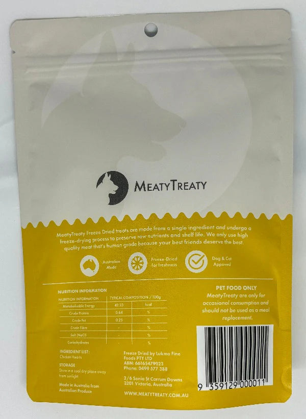 Meaty Treaty Chicken Hearts Treat 100g