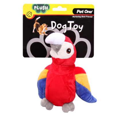 Pet One Dog Toy Plush Squeaky Parrot 15cmH