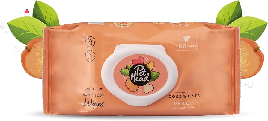 Pethead Peach Wipes 100pk