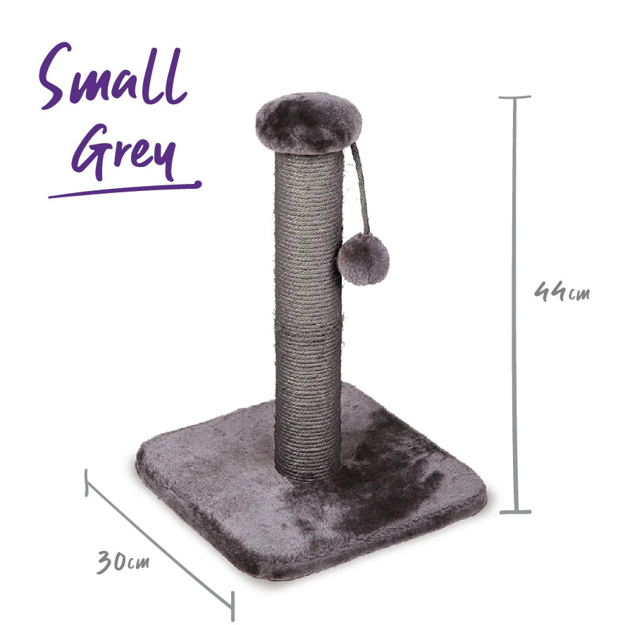 Kazoo Cat Scratch Post in Charcoal Plush - Small