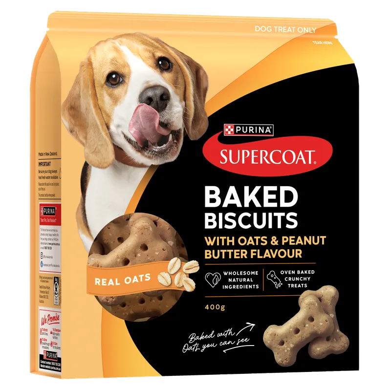 SUPERCOAT BAKED BISCUITS PEANUT BUTTER & OATS 400G