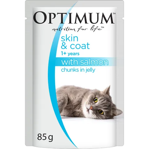 OPTIMUM SKIN AND COAT CHUNKS IN JELLY SALMON 15X85G