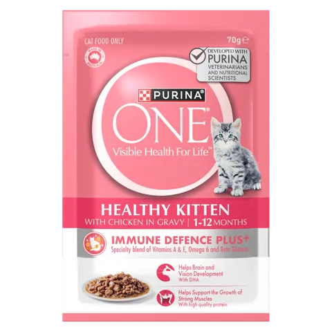 PURINA ONE® Kitten with Succulent Chicken in Gravy Wet Pouch 12x70g