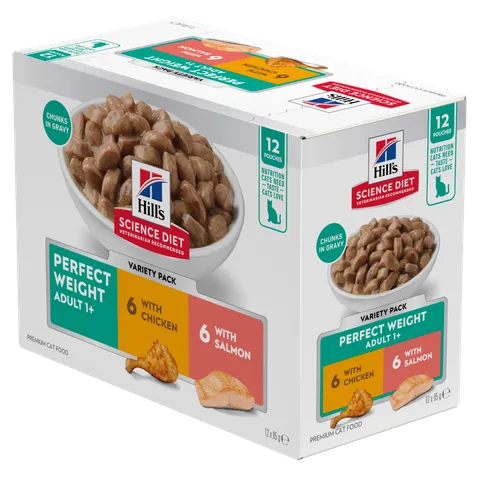 Hill's Science Diet Adult Perfect Weight chicken & Salmon Variety Pack Pouces 12x85g