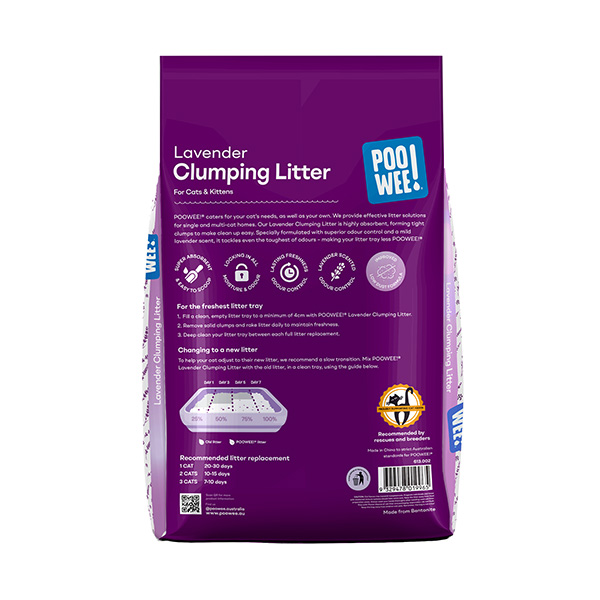 PooWee Lavender Clumping Litter 15kg