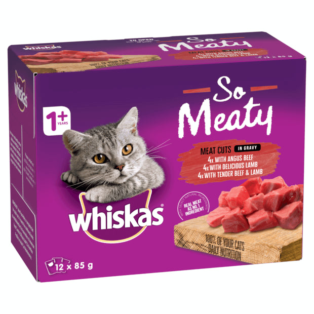 WHISKAS OH SO MEATY MEAT CUTS 12X85G
