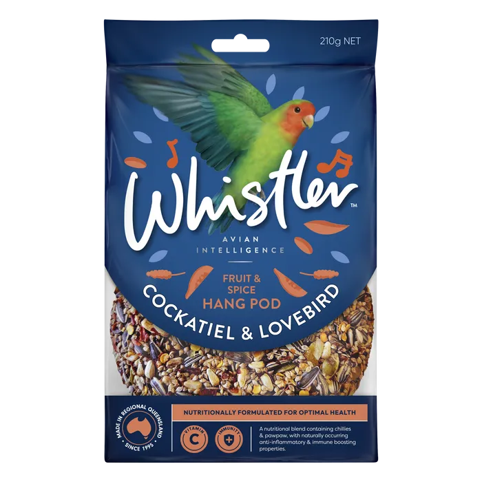 Whistler Cockatiel & Lovebird Pod With Fruit & Spice 210g