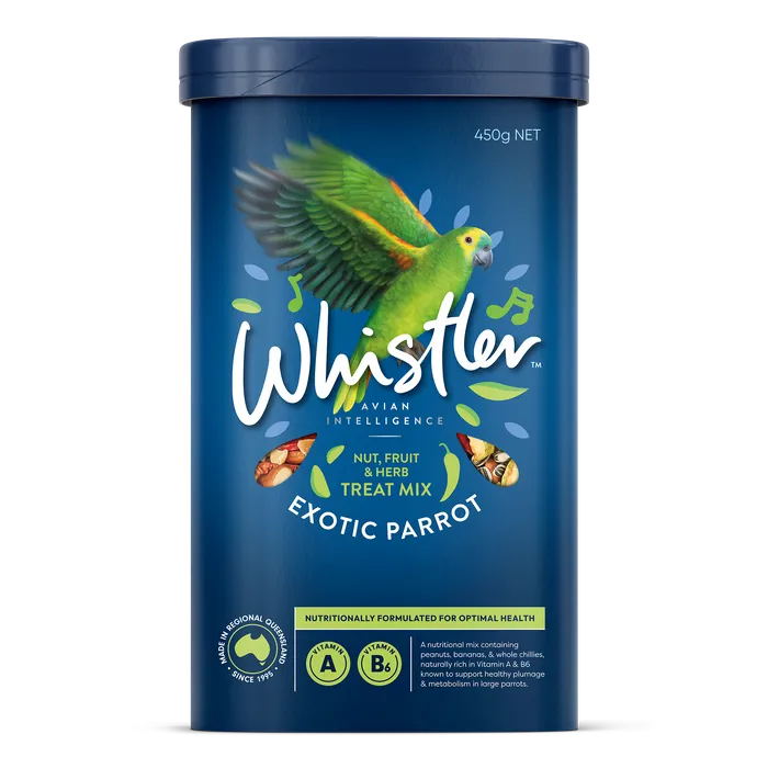 WHISTLER EXOTIC LARGE PARROT TREAT MIX WITH NUTS, FRUITS AND HERB 450G