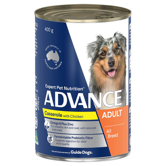 ADVANCE Adult Dog All Breed Casserole with Chicken Canned Dog Food 12x400g