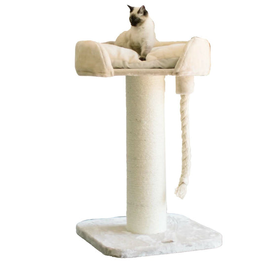Kazoo High Bed Cat Scratch Post - Cream Plush