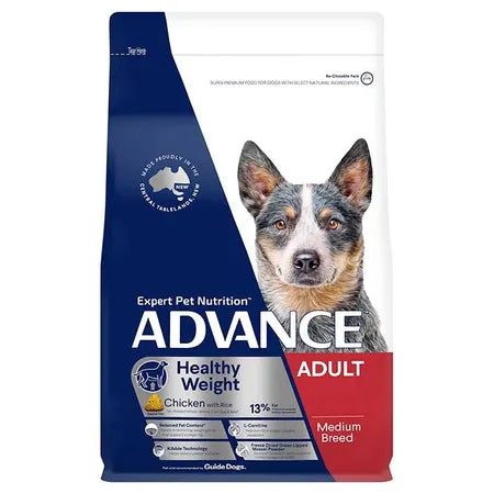 ADVANCE Adult Healthy Weight Medium Breed Dry Dog Food Chicken with Rice 13kg