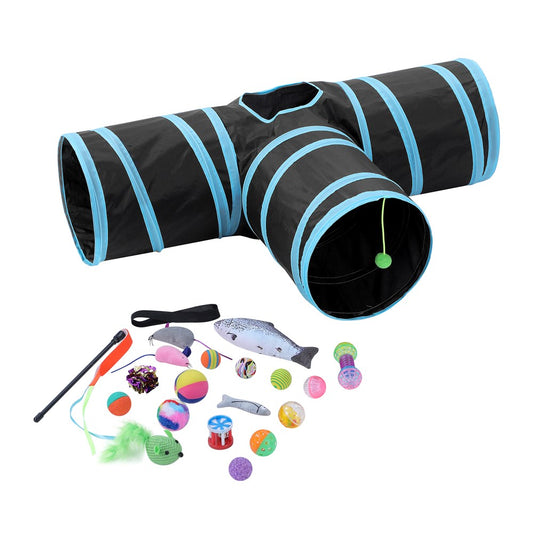 Paws & Claws Cat 20pc Catnip Toy and Tri-Tunnel Pack