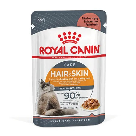 Royal Canin Hair & Skin Care Gravy Pouches Cat Food 12x85g