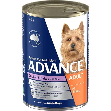 ADVANCE Adult All Breed Wet Dog Food Chicken & Turkey with Rice 12x400g