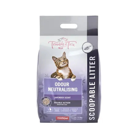 Trouble & Trix Odour Neutralising Double Action Lavender Scent Scoopable Clumping Litter