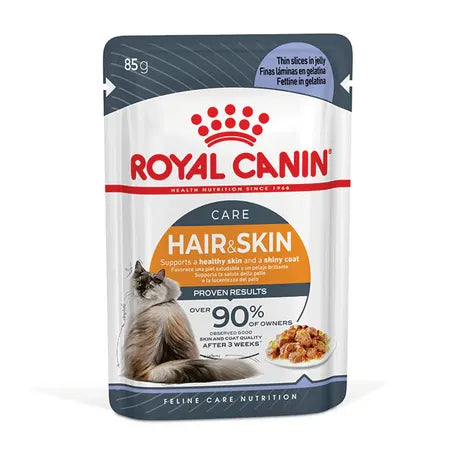 Royal Canin Hair & Skin Care Jelly Pouches Cat Food 12x85g