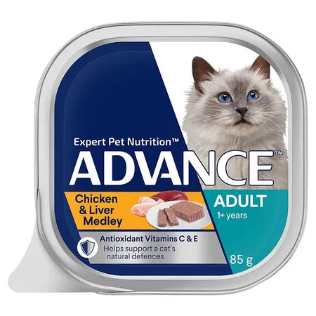 ADVANCE Adult Canned Chicken & Liver Medley Cat Food 7x85g