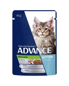 ADVANCE Kitten Lamb Pouches In Gravy Cat Food 12x85g