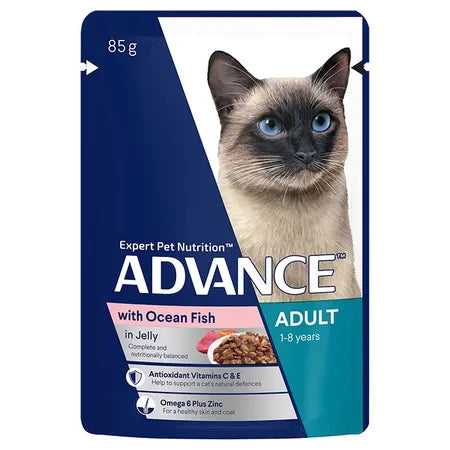 ADVANCE Adult Ocean Fish Pouches In Jelly Cat Food 12x85g