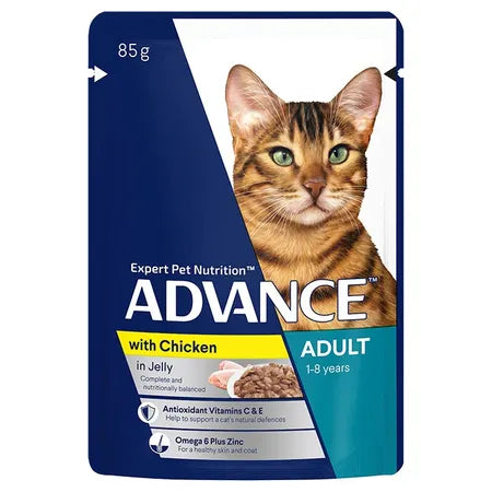 ADVANCE Adult Chicken Pouches In Jelly Cat Food 12x85g