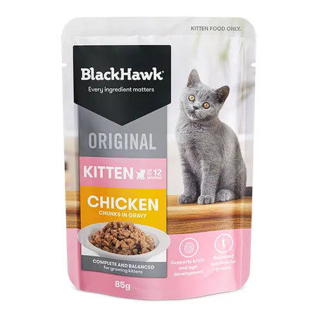 Black Hawk Kitten Pouches Chicken & Gravy Cat Food 12x85g