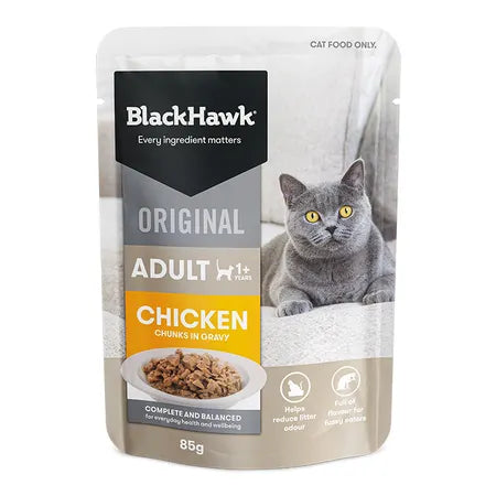 Black Hawk Adult Pouches Chicken & Gravy Cat Food 12x85g