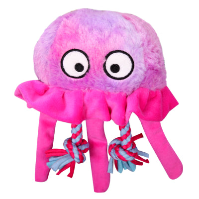 Pet One Plush Squeaky Jellyfish with Rope 23cm Purple