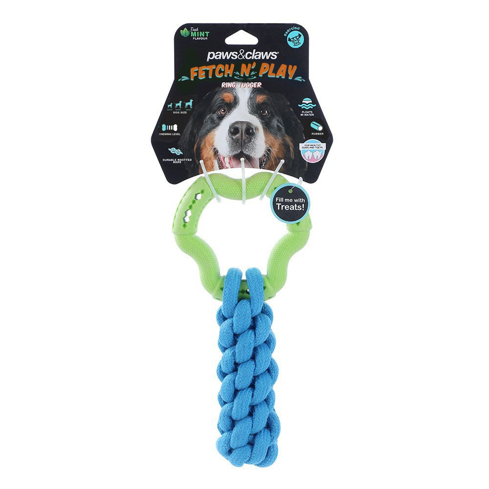 Paws & Claws Fetch N' Play Ring And Rope Tugger Toy