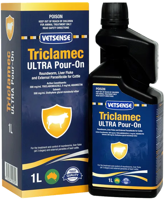 Vetsense Triclamec Ultra Pour-On for Cattle 1L
