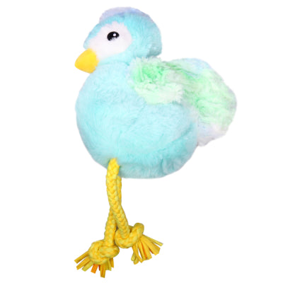 Pet One Plush Squeaky Bird with Rope 20.4cm Blue