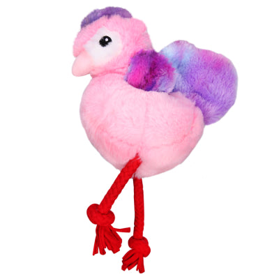 Pet One Plush Squeaky Bird with Rope 20.4cm Pink