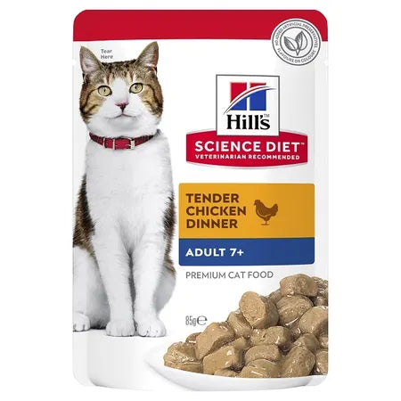 Hill's Science Diet Adult 7+ Tender Chicken Dinner Wet Pouches Cat Food 12x85g