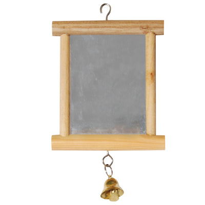 Avi One Bird Toy Wood Framed Mirror W/bell