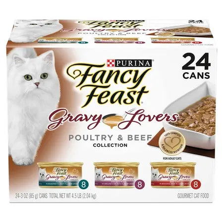 Fancy Feast Gravy Lovers Poultry & Beef Mixed Collection Cat Food 24pk