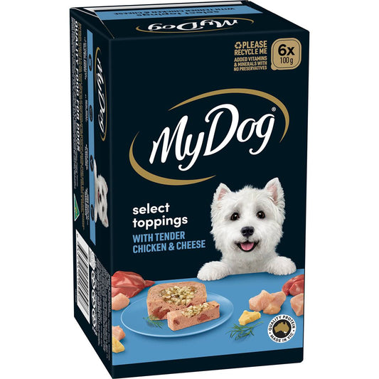 My Dog Adult Wet Dog Food Select Toppings With Tender Chicken & Cheese 6pk