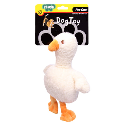 Pet One Dog Toy Plush Squeaky W Crinkle Goose 22cmH