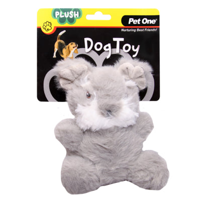 Pet One Dog Toy Plush Squeaky Schnauzer 15cmH