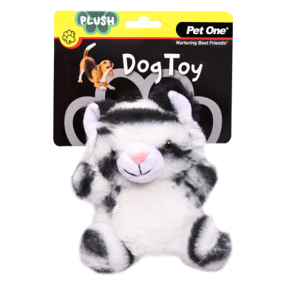 Pet One Dog Toy Plush Squeaky White Tiger 15cmH