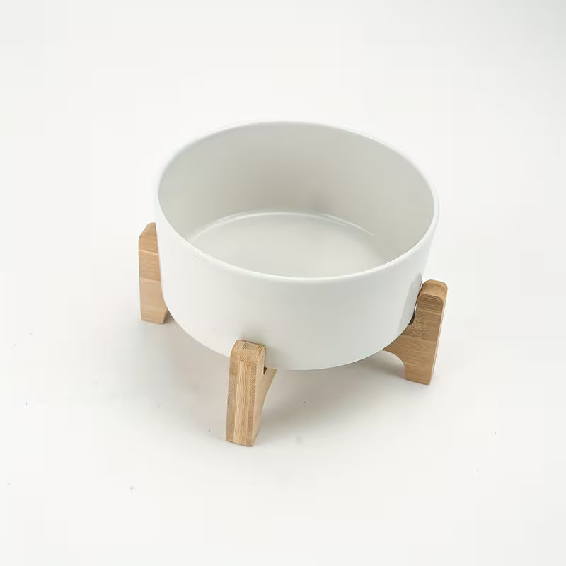 Barkley & Bella Zen Bowl & Bamboo Stand White