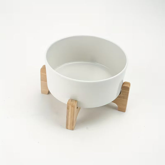 Barkley & Bella Zen Bowl & Bamboo Stand White
