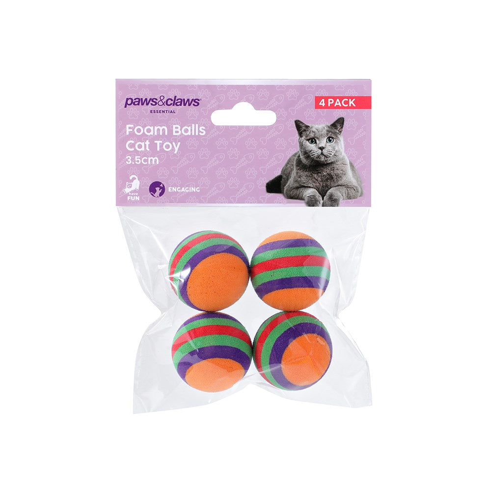 Paws & Claws Foam Ball Cat Toy 4pk