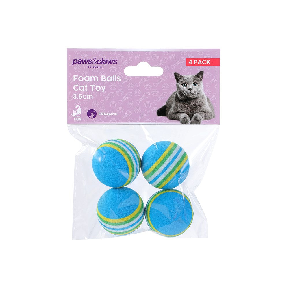 Paws & Claws Foam Ball Cat Toy 4pk