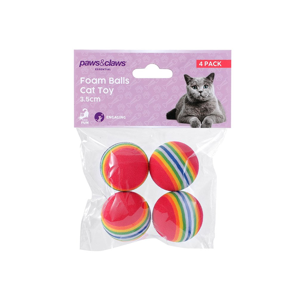 Paws & Claws Foam Ball Cat Toy 4pk