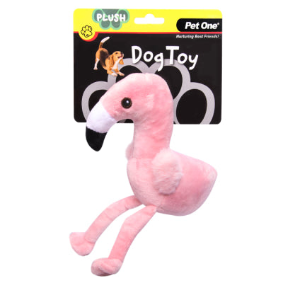 Pet One Dog Toy Plush Squeaky Flamingo 15cmH