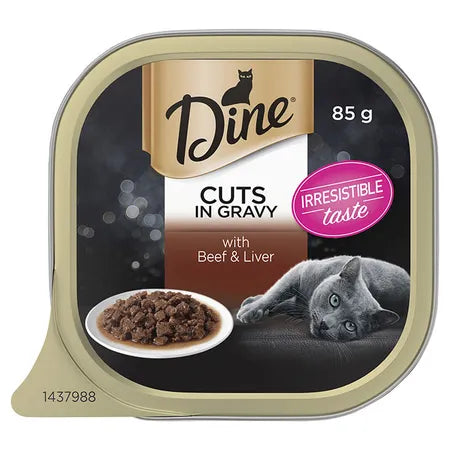 DINE Canned Classic Cuts In Gravy Beef & Liver Cat Food 7pk