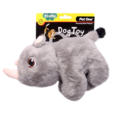 Pet One Dog Toy Plush Squeaky Rhino 20cmL