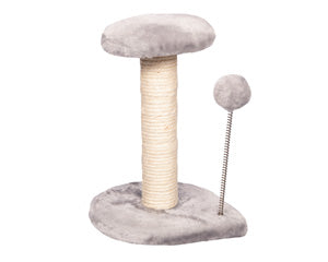 Pet One Scratching Tree Post W/ Platform & Spring Ball Light Grey