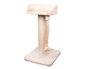 Pet One Scratching Tree Post W/bed And Rope Cream