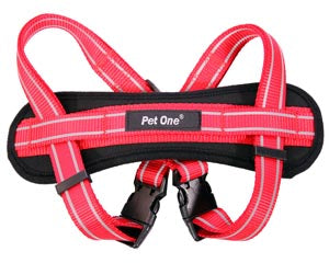 Pet One Harness Nylon Adj Reflective Red Black