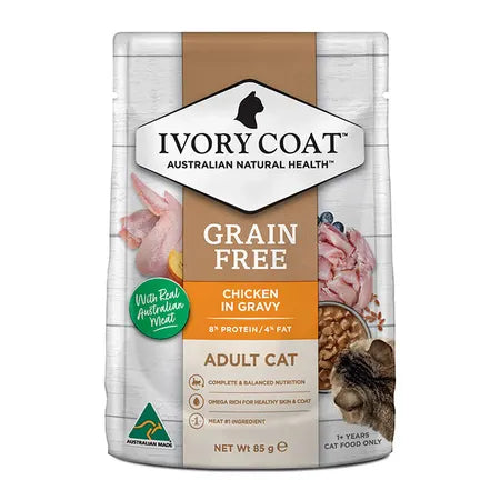 Ivory Coat Adult Cat Chicken In Gravy Wet Pouches Cat Food 12x85g